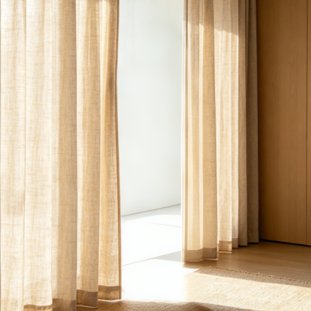Full-Length Pure White Linen Sheer Curtains